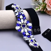 Fashion Elastic Belt Royal Blue Rhinestone Belt Women's Crystal Belt Decorative Belt Blue Sequin Dress Wedding Accessories