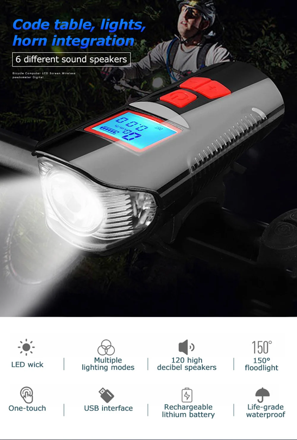 Bike Bicycle Light USB Rechargeable Bicycle Front Light Lamp Bicycle Headlight Cycling LED Flashlight Lantern for Bike Safety