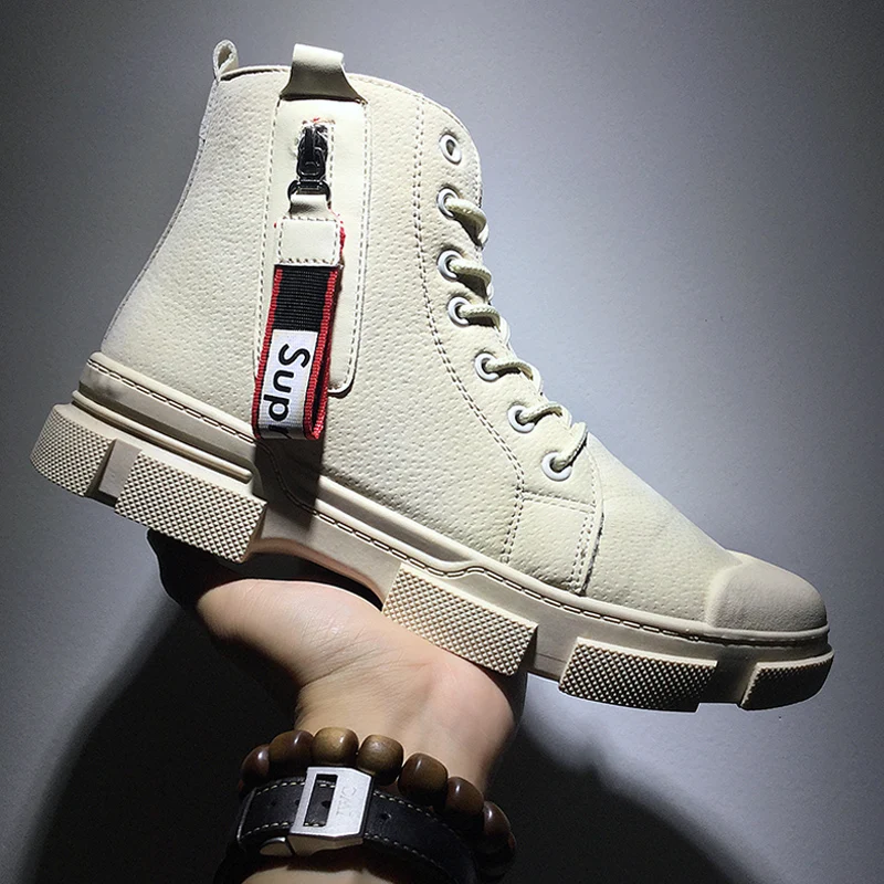 L301 beige Мужские ботинки; очень теплые зимние кожаные ботинки высокого качества; нескользящие ботинки для отдыха; мужские кроссовки на шнуровке в стиле ретро; повседневная обувь - Цвет: L301 beige
