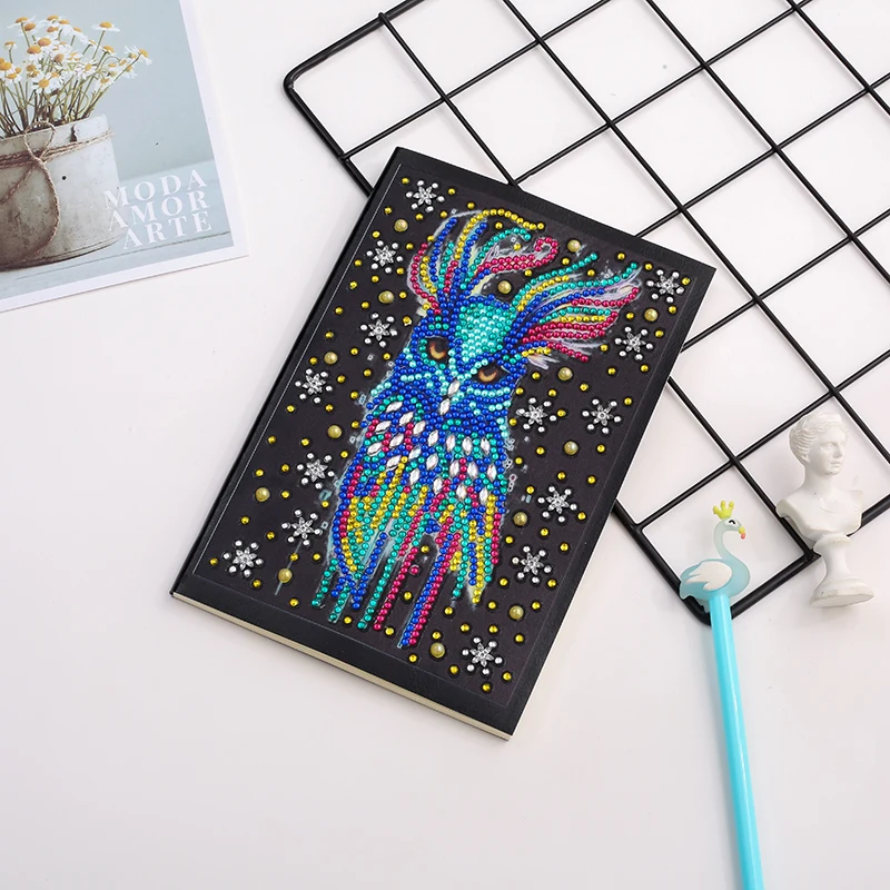 

5D DIY Diamond Painting Notebook Diary Book Colorful Owl Animal Diamond Mosaic Round Special Diamond Cross Stitch Craft Gift