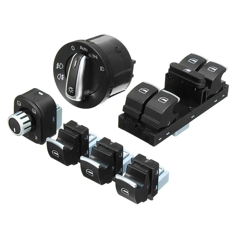 

6x Window Headlight Mirror Feul Flap Door Control Switch Button for VW Jetta Golf MK5 6 Tiguan RABBIT 5ND959857 1KD959833 New
