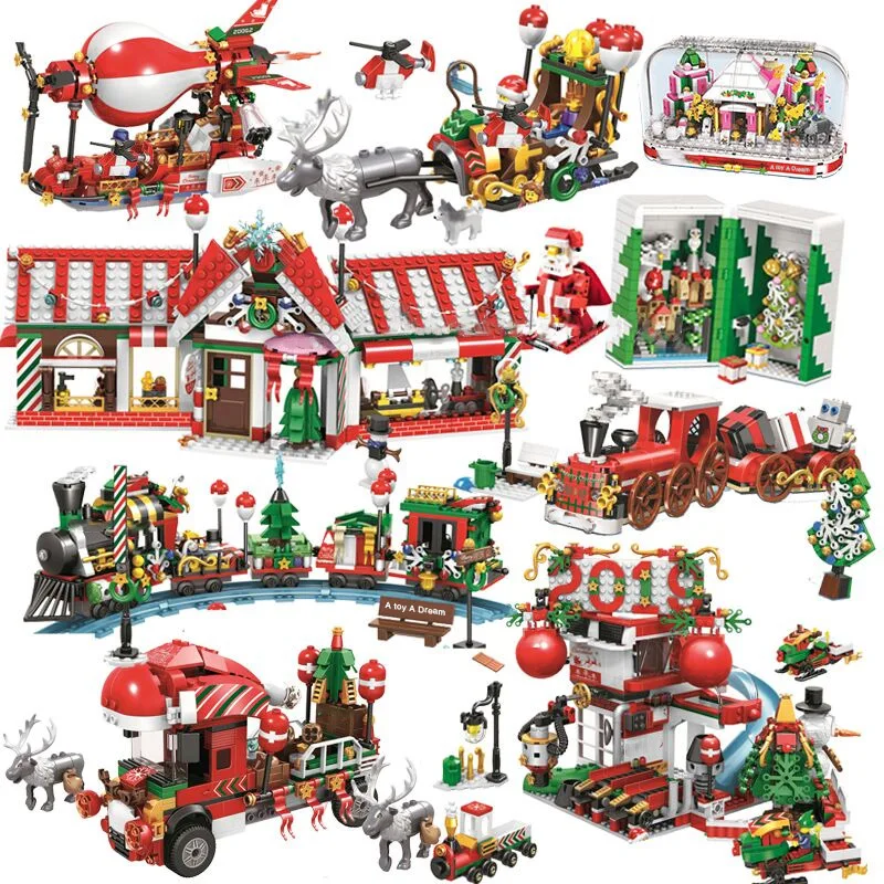 Legoinglys City Creator Christmas Sets Winter Village House Train Balloon Santa Crystal Blocks Toys Legoinglys Christmas 10267