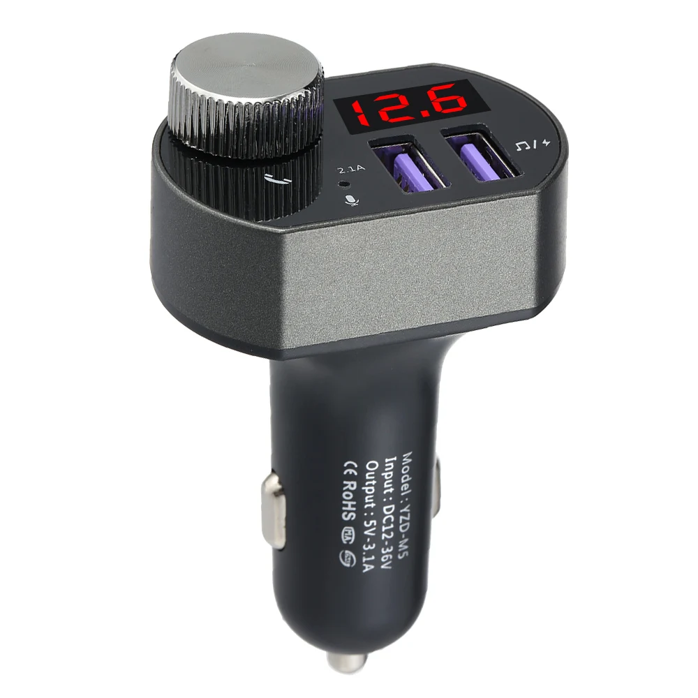 Автомобильный Bluetooth ресивер FM-передатчик MP3 плеер Dual USB Порты и разъёмы автомобиля Зарядное устройство Поддержка TF карта музыкальный плеер Hands-free наушники с микрофоном - Цвет: Black