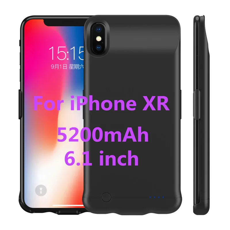 6200 мАч чехол для зарядного устройства для iPhone XS Max power чехол 5200 мАч портативный резервный внешний аккумулятор чехол для iPhone XR чехол для зарядки - Цвет: Black for XR 6.1
