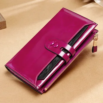 

Leather Ladies Wallet RFID Clutch Long Wallet Bag Multi Cards Retro Wallets