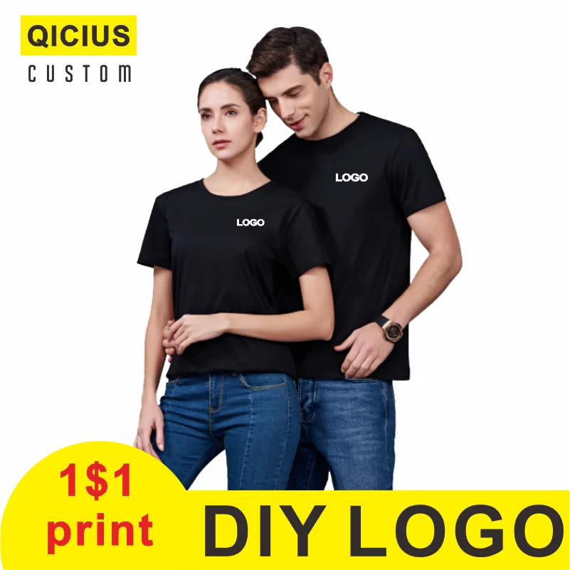 

Custom Short Sleeved Embroidery Print Pure Color Cotton LOGO Camiseta Round Neck Men Women Fashion Plus Size XS-6XL