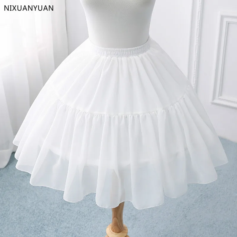 Черная или белая короткая Нижняя юбка для свадьбы в стиле Лолиты; Женская юбка для девочек; кринолин; пушистая юбка-пачка; юбка-обруч