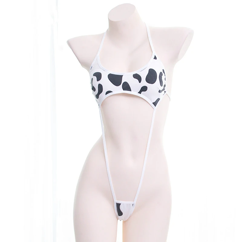 

Kawaii Lingerie Teddy Cow Print Mini Backless One Piece Bikini Lingerie Bodysuit for Women Pajamas Jumpsuit Sexy Lingerie