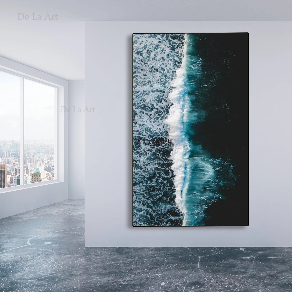 Синий и белый океан Холст Живопись морской пейзаж плакаты принты вертикальный