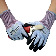 1 пара Wonder Grip Cut стальные WG-767 защитные перчатки с защитой от порезов HPPE нитриловые резиновые перчатки с покрытием ладони