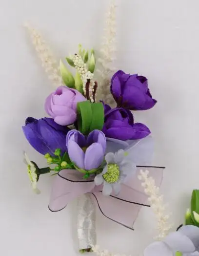 boutonniere-B YO CHO цветок-бутоньерка, свадебные корсажи на запястье, булавки, оранжевый, фиолетовый, бутоньерка для жениха, бутоньерка, мужские свадебные аксессуары - Цвет: boutonniere-B