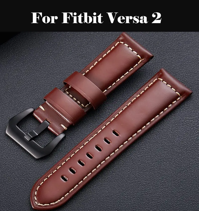 

Watch Band Strap Butterfly Pattern Genuine Leather Deployant Buckle Bracelet Brown Black Watchbands 15-23mm For Fitbit Versa 2