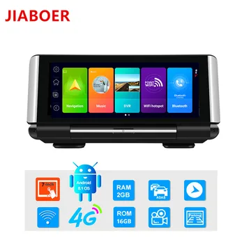 شراء7 بوصة 4 جرام أندرويد 8.1 جهاز تسجيل فيديو رقمي للسيارات GPS 2 جرام RAM FHD 1080P مسجل فيديو عدسة مزدوجة كاميرا لوحة القيادة WiFi App عن بعد رصد