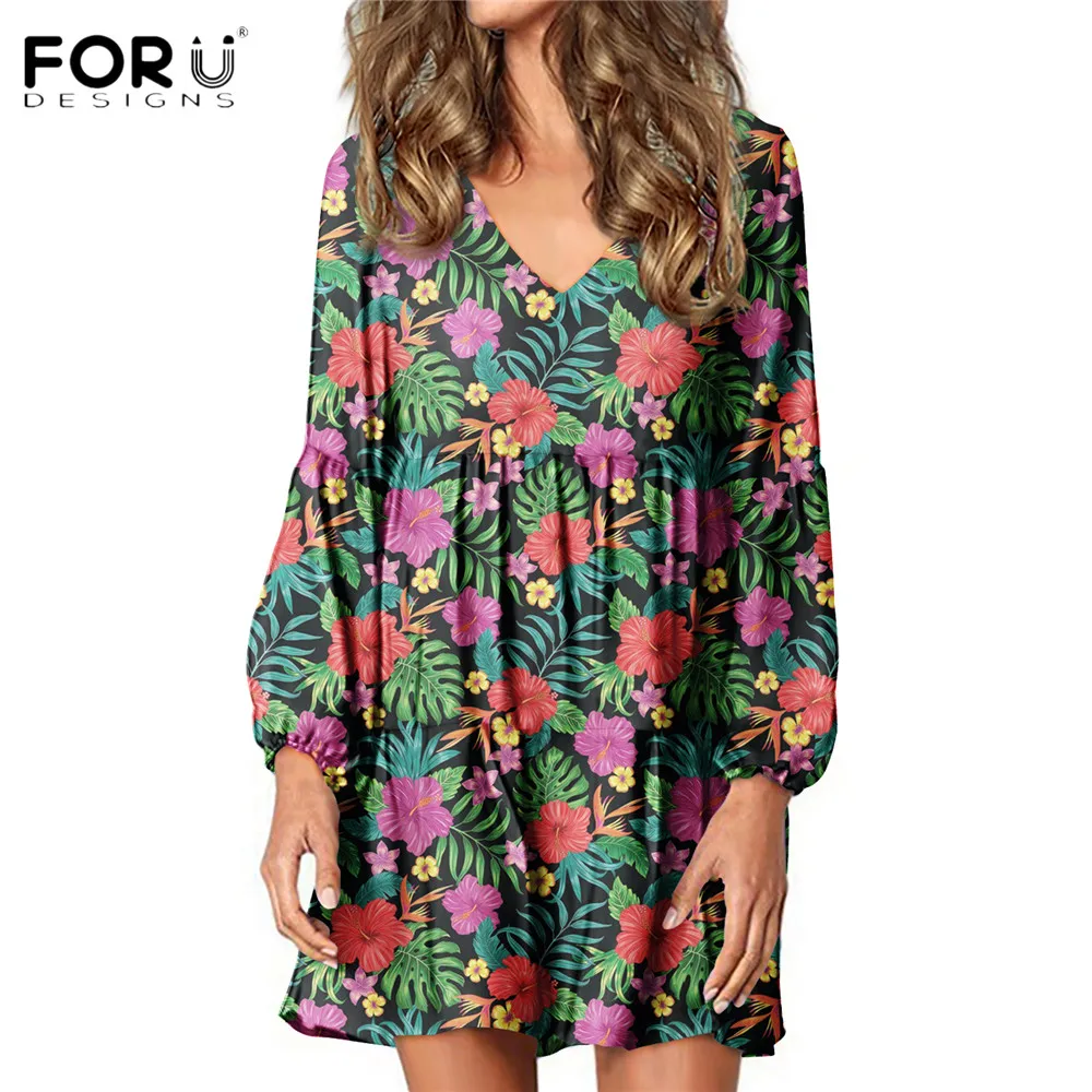 FORUDESIGNS/Модные женские длинные топы повседневные свободные туники тропические
