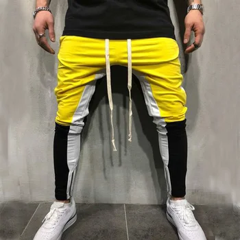 

Men's Sports Pants Men Patchwork Novelty Plus Size Fitness Gym Trousers With Zippers Workout Males Training Trouser Fashions