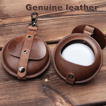 

JINSERTA Genuine Leather Case for Freebuds 3 Protective Cover with Key Chain for Freebus 3 Bluetooth Headset Charging Box