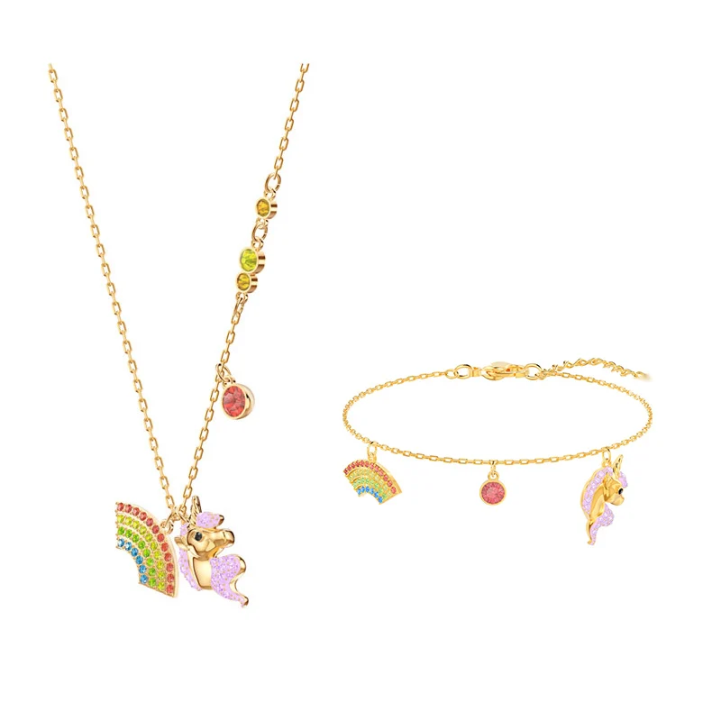 

High Quality Original SWAN NO REGRETS Popsicle Fun Fashion Cute Charming Female Necklace Jewelry Set Free Shipping 5465294