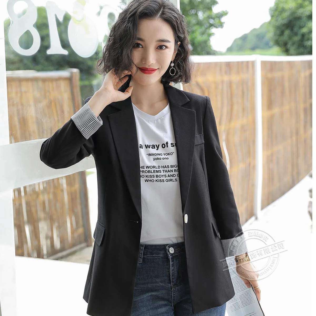 

Autumn And Winter New Style Business Small Suit Women's Long-Sleeve Versitile Fashion Pattern WOMEN'S Coat Elegant Slim Fit Plai