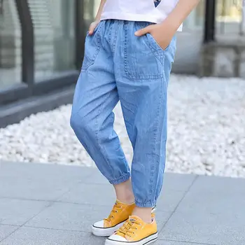 

PatPat 2020 New Summer and Spring Stylish Solid Jeans for Boy Kids Bottoms Jeans Light Blue Front pocket Full Length