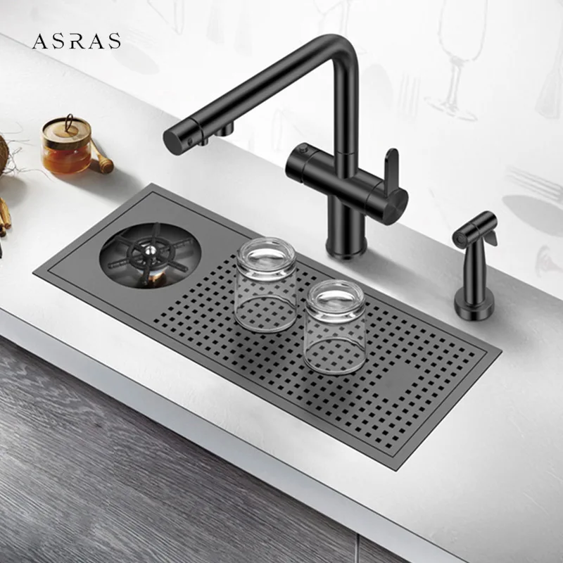 Bar Counter kitchen Nanometer Cup Rinser 304 Stainless Steel Handmade Brushed Cup Washer For Milk Tea Cafe Fast Food Shop 2