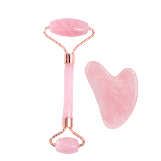 Jade Roller Gua Sha Set Facial Beauty Skin Care Slim Tools Rose Quartz Massager for Face Body Neck Relax Anti Wrinkles