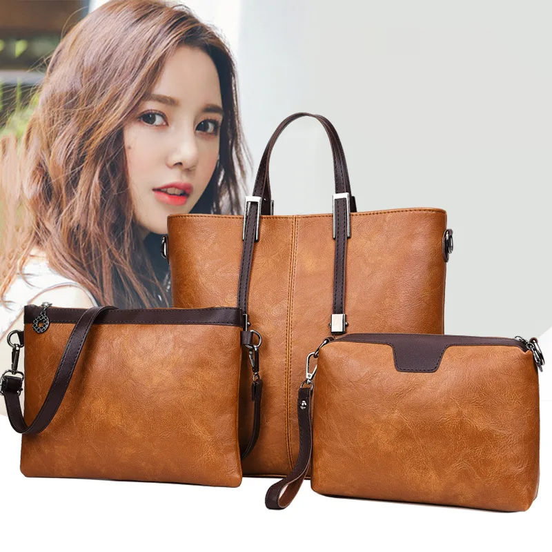 

Women's Bag 2018 New Style Three-piece Set Different Size Bags Europe And America Glorious Women's Fashion Handbag Crossbody/sho