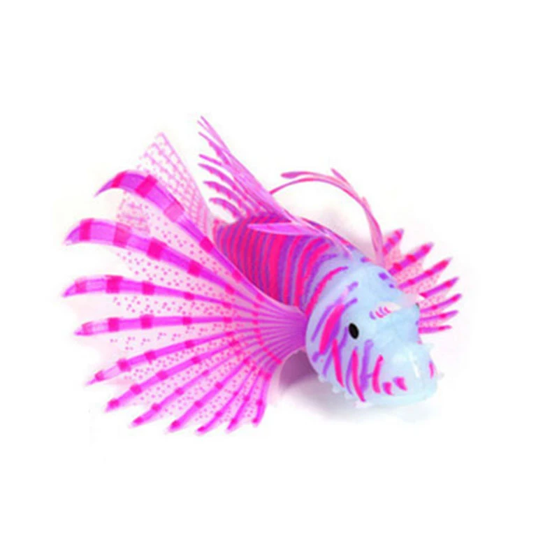 Small Aquarium Artificial Luminous Lionfish Fish Tank Landscape Silicone Fake Fish Glow In Dark Ornament Home Decor