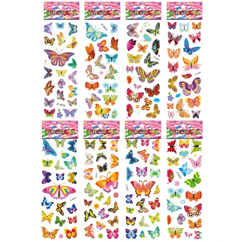 6pcs DIY 3D Butterfly Style Stickers Home Decor for Kids Girl Cartoon Scrapbook Kawaii Bubble Foam Sticker Toy Gift | Игрушки и хобби