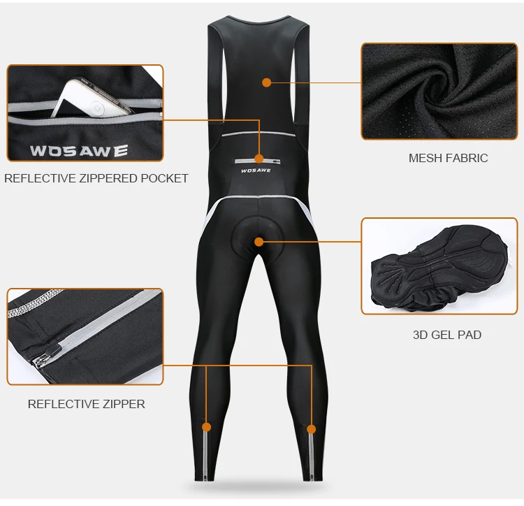 Мужские велосипедные комбинезоны WOSAWE теплые трико на флисовой подкладке