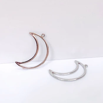 

White K Color Moon Metal Hollow Eardrop Pendant Charms Necklace Earrings Accessories Supplies for Jewelry Diy Material 6pcs