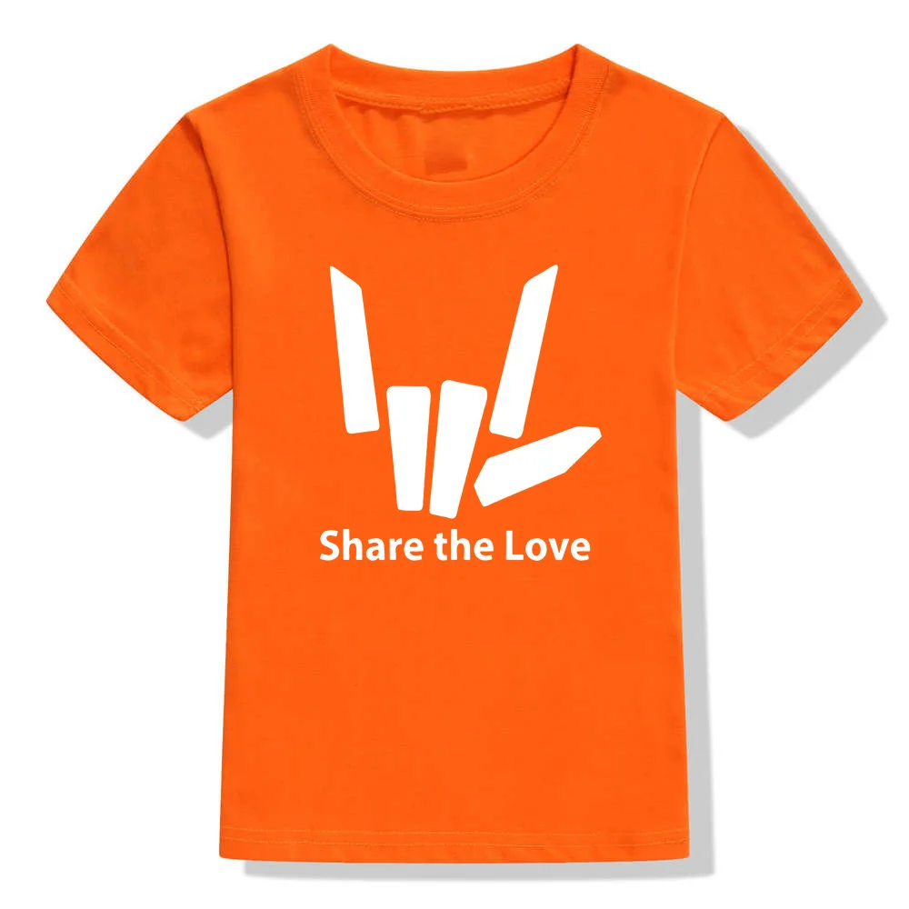 Новинка года; модные детские футболки с надписью «Share The Love»; футболка с короткими рукавами и круглым вырезом для мальчиков; модные мягкие футболки в уличном стиле для девочек