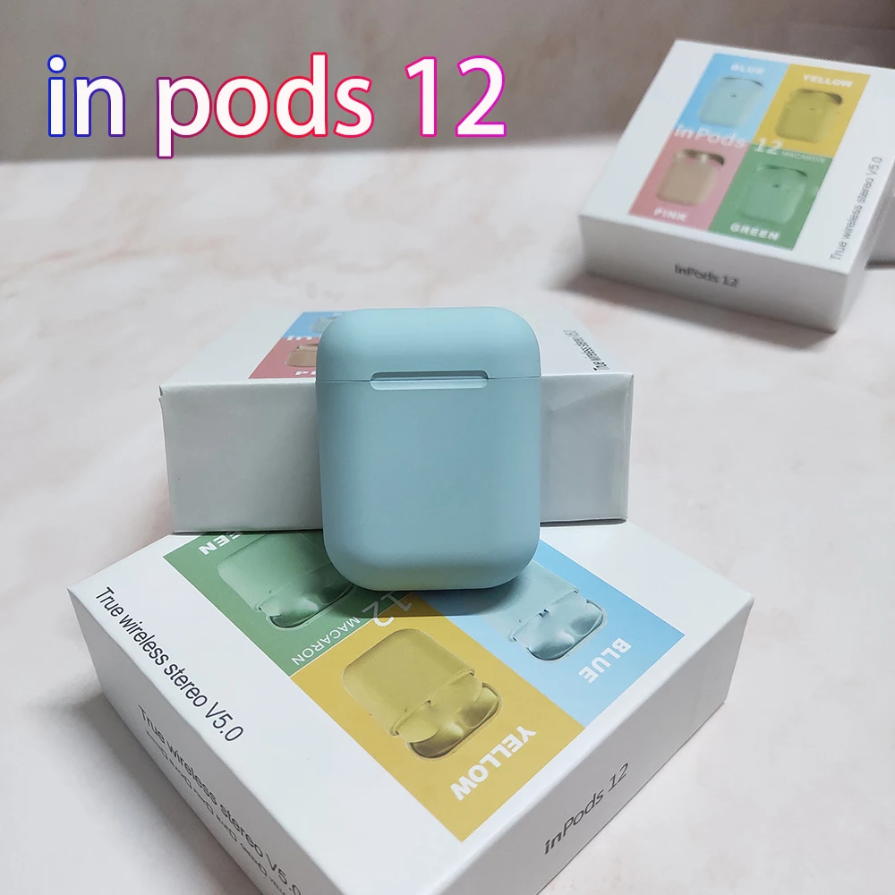 

inpods 12 Bluetooth Headset bass Stereo Colorful Delicate Matte 5.0 Wireless Bluetooth Headset Earphone with mic for iOS Android