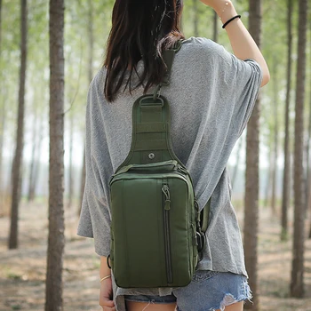 

Outdoor Climbing Casual Single Shoulder Cross Body Chest Bag Zipper Closure Large Capacity With Handle Adjustable Straps