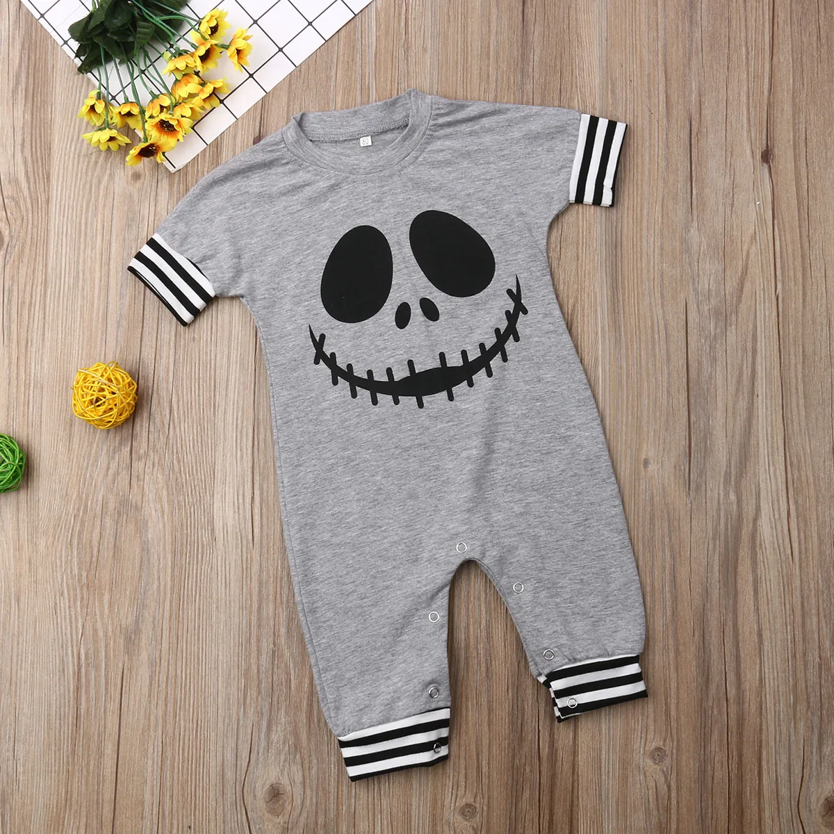 0-24M Newborn Infant Baby Boys Halloween Rompers Short Sleeve Jumpsuit Funny Boys Costumes Summer Clothes