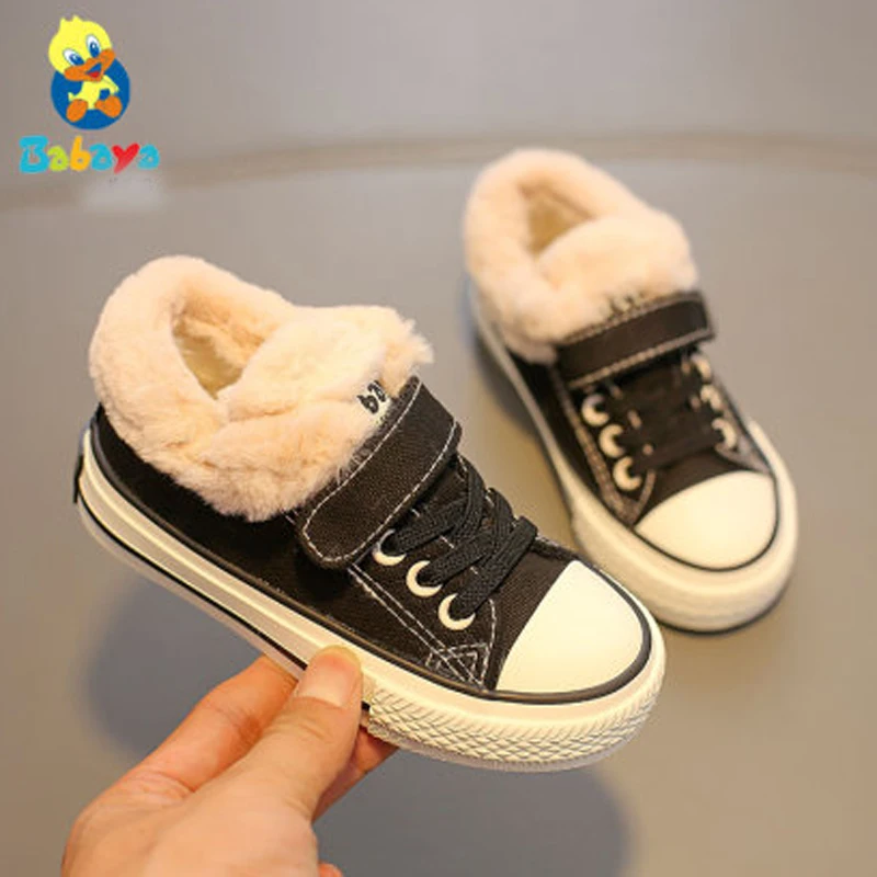 

Babaya bottines fille kid boys girl snow boots winter warm fur shoes Children Boy Boots Canvas shoes baby girl sneakers