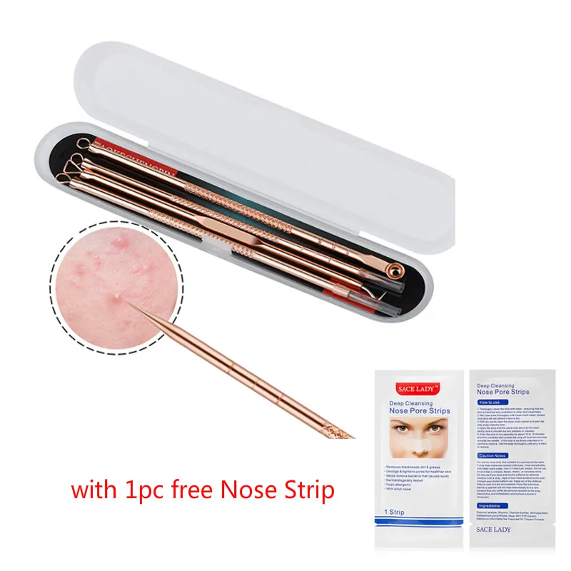 

4Pcs/Set Rose Gold Acne Blackhead Removal Needles Pimple Spot Comedone Extractor Cleanser Beauty Face Clean Care Tools