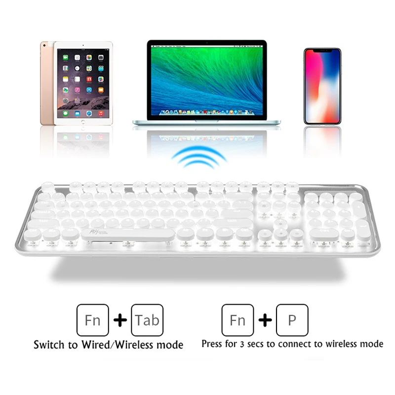 Dual Model Wireless Bluetooth Mechanical Keyboard Stream Punk For Mac Windows Phone Tablet Keyboard Gaming Accessories