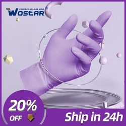 Wostar – gants jetables en Nitrile violet, 100 pièces, imperméables, antidérapants, résistants à l'huile, pour la cuisine et le travail de la vaisselle, ménage 