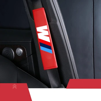 

2Pcs Fashion NEW Car-Styling Car leather Brand Logo Safety Shoulder Belt For Bmw x1 x3 x5 x6 z4 f10 f20 f30 e36 e39 e46 e60 e90