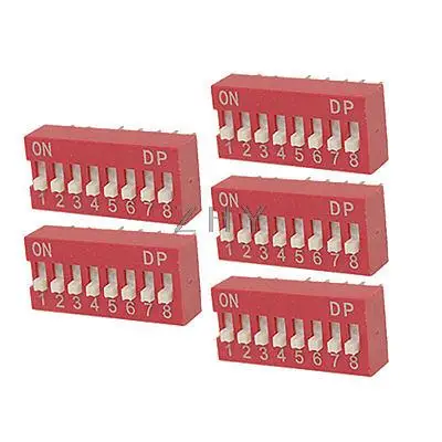 5 Pcs 2.54mm Pitch 8 Position Piano Type DIP Switch Red Yzhbd | Обустройство дома