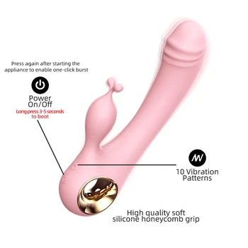 10 Speed G Spot Vibrator USB Rechargeable Powerful Dildo Rabbit Vibrator for Women Clitoris stimulation Massage Adult sex toys 4