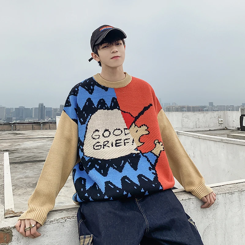 Men's sweater 2019 autumn and winter new Snoopy cartoon pattern sweater couple sweater youth personality fashion men's clothing Men's sweater 2019 autumn and winter new Snoopy cartoon pattern sweater couple sweater youth personality fashion men's clothing