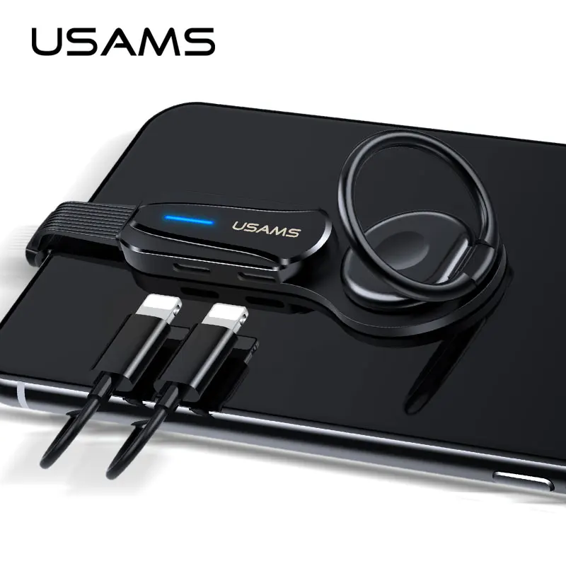 USAMS 2 в 1 адаптер освещения до 3,5 мм для iPhone 7 8 Plus X XS XR MAX адаптер OTG Аудио адаптер держатель телефона зарядное устройство адаптер