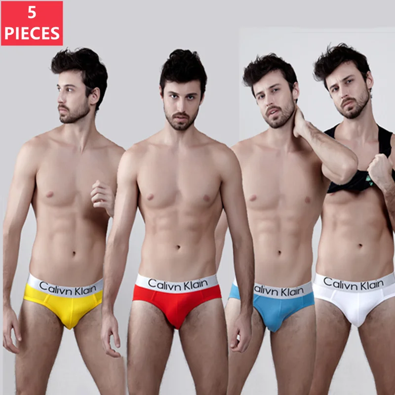 5Pcs Calivn Klain Letter Men's Briefs Slip Sexy Men Underpants Breathable 3D-Pouch Male Underwear Low-Waist Briefs Cueca Panties mens sheer briefs