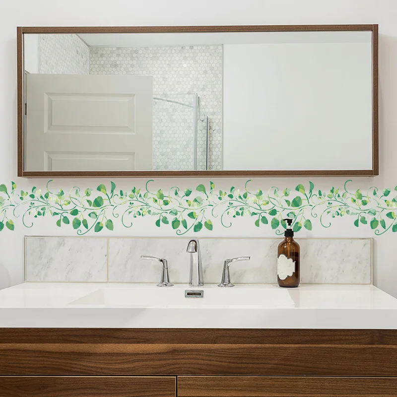 Зеленый цветок стикер стены из винограда гостиная спальня стекло окна украшения наклейки для обоев обои стеклянные наклейки