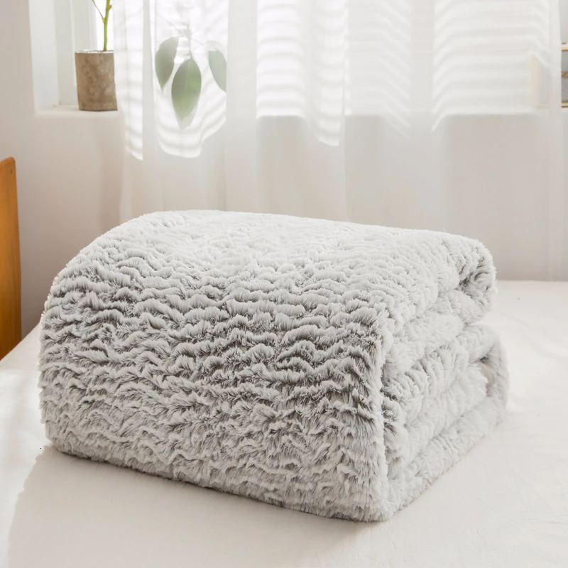

Winter Warm Home Soft Cozy Smooth Blanket Solid Color Simple Cold-proof Double-sided Coral Velvet Duvet Cover Bedroom Decoration