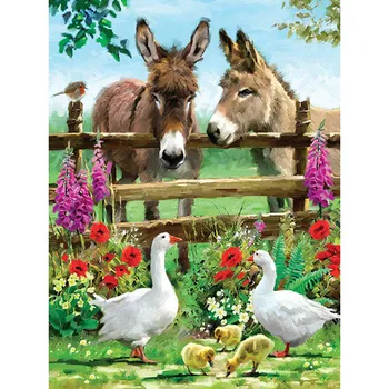 

Meadow Diamond Painting Goose Diamond Embroidery Donkey Picture 5D DIY Full Drill Cross Stitch Mosaic Living Room Decor W84