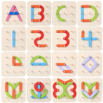 

Geometric Shape Column Set Digital/Letter/Animal Puzzle Wooden Toys Baby Imagination Educational Development Toys Gift