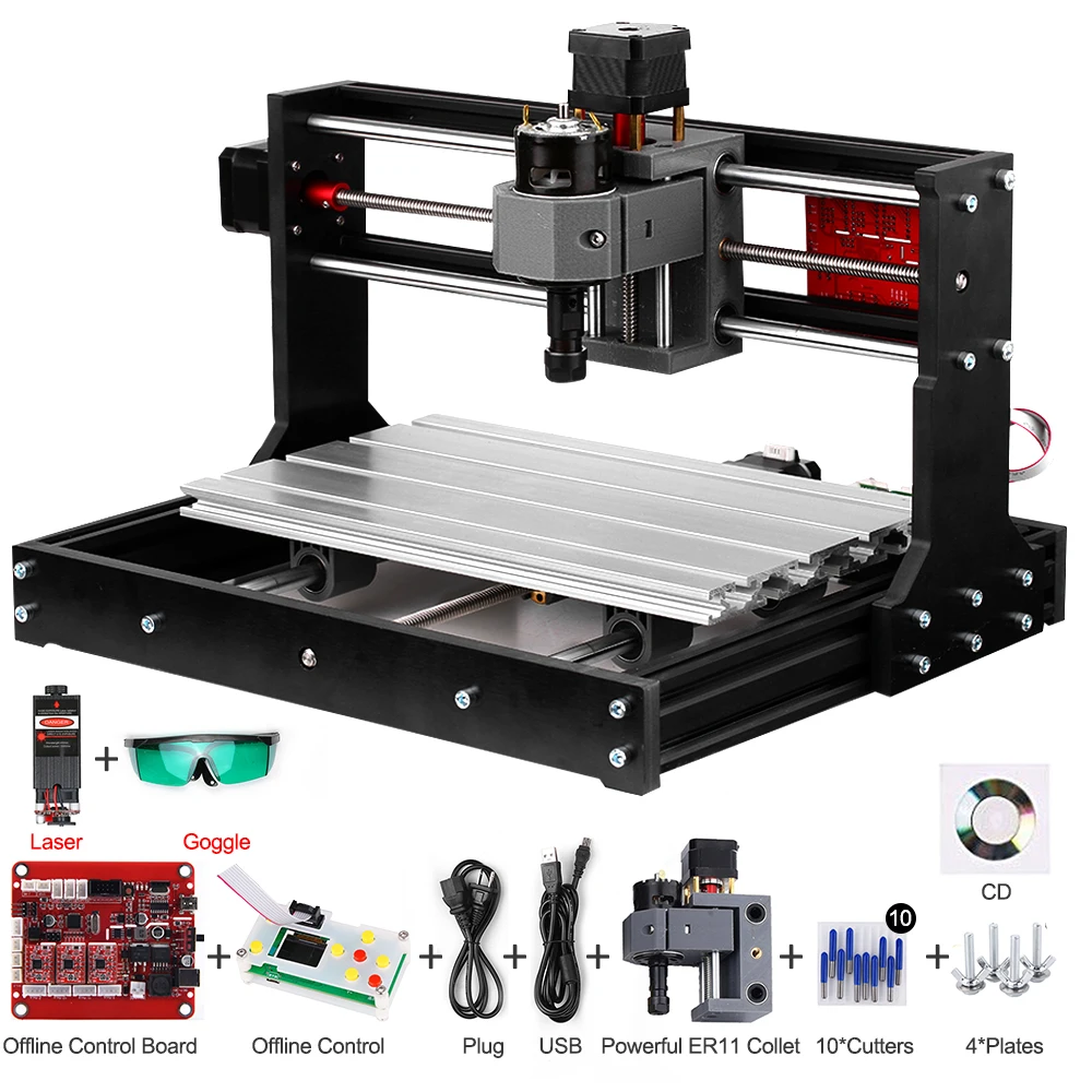 Mise à niveau Version CNC 3018 Pro GRBL contrôle bricolage Mini CNC Machine 3 axes Pcb fraiseuse bois routeur graveur 300*180x40mm zone