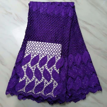 

Newest African Guipure Cord Lace Fabric High Quality French Water Soluble Cord Lace Fabric With Stones For Nigerian Dress